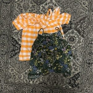 Old navy floral and nautica orange checkered top size M